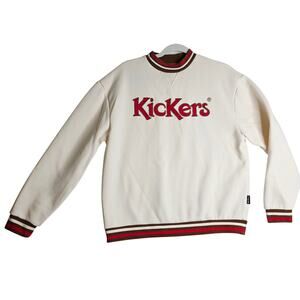 Kickers Classics XS W's Vintage Vibe pullover cream n red logo Sweatshirt Unique